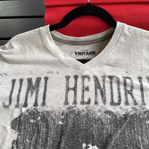 WOMENS Jimi Hendrix Graphic Grey TShirt Sz L  V-Neck Good Used Condition - Picture 2 of 10